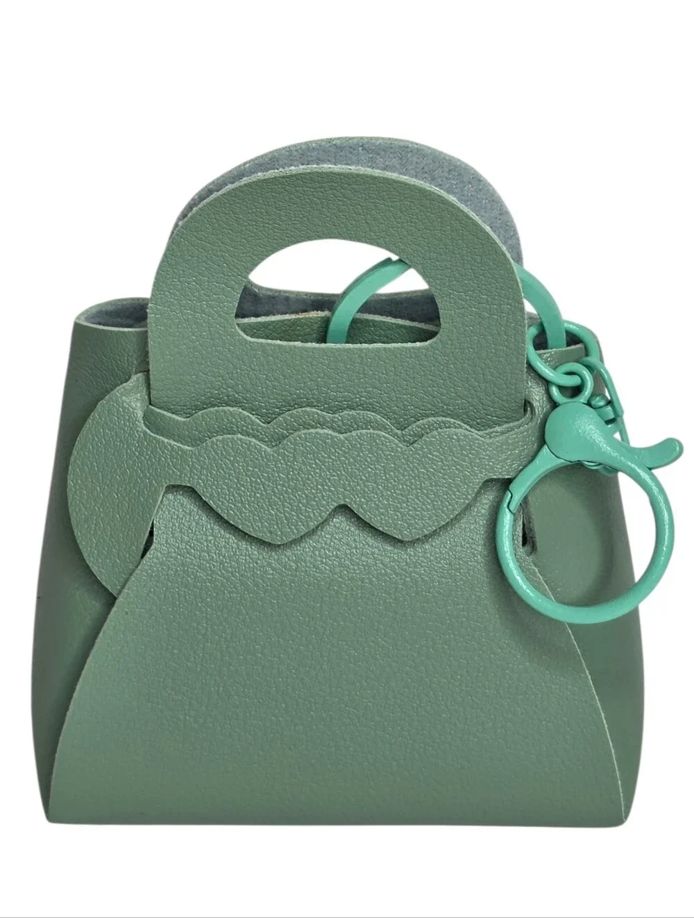Soft Green Faux Leather Mini Bag Charm / Keychain Dainty Fashion Accessories